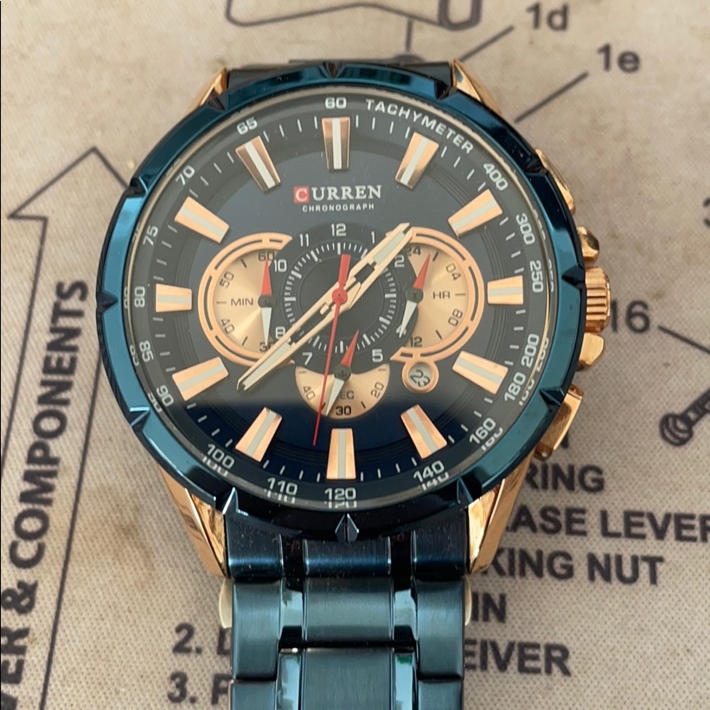 Men’s watch - blue and rose gold